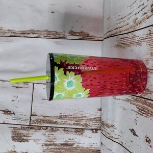 Starbucks Summer 2022 Floral Strawberry 18 oz Cold‎ Cup